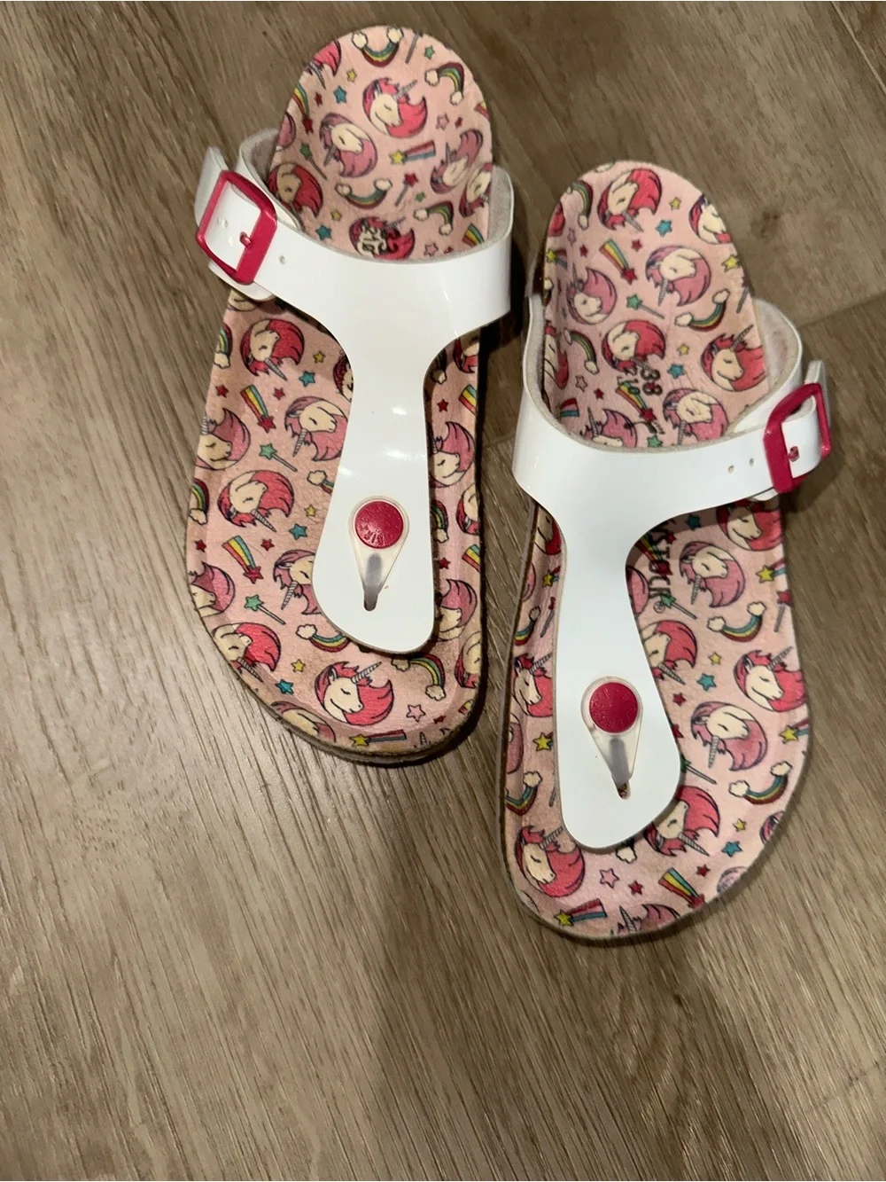 Birkenstock Kids White Sandals with Pink Accents